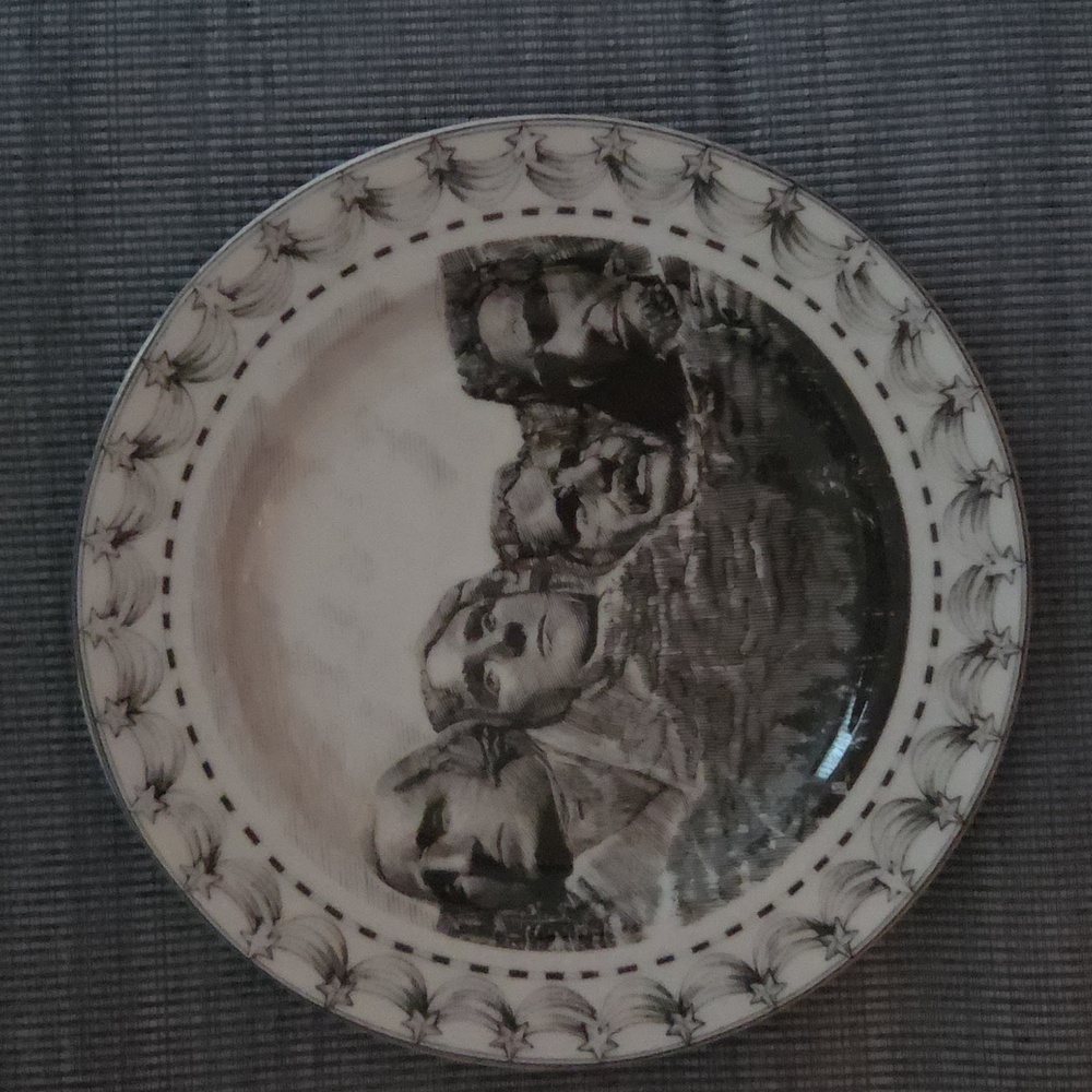 222 Fifth Slice of Life Mount Rushmore Salad Plate.